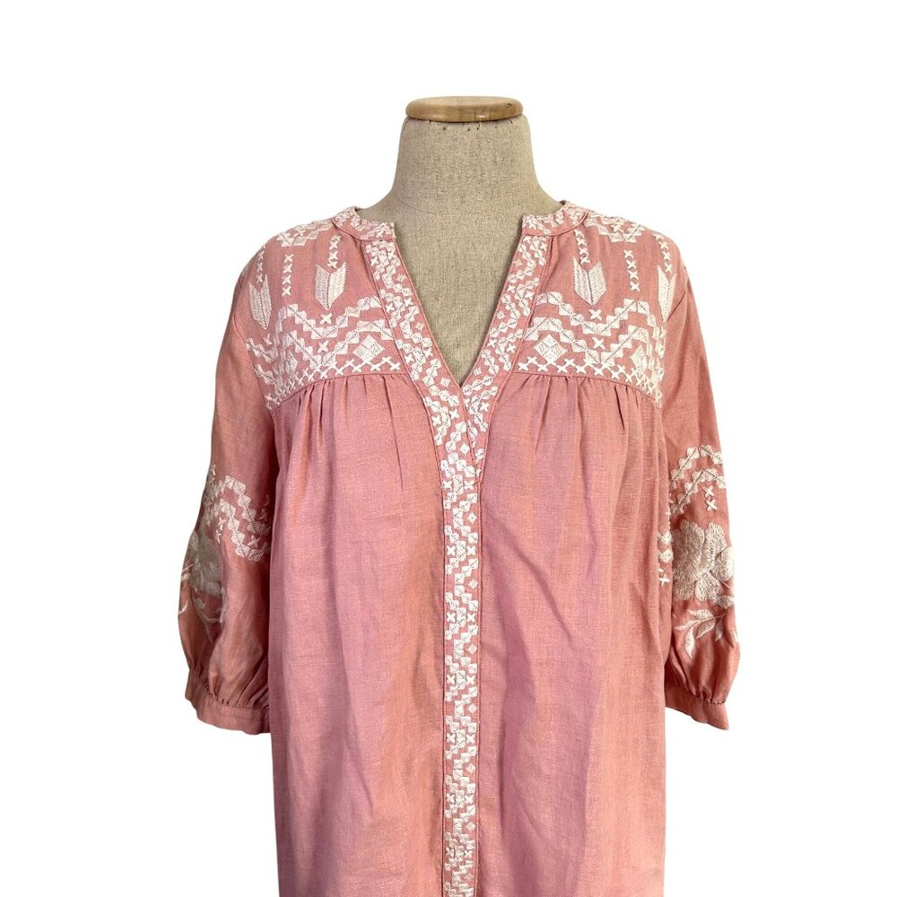 Sundance Rosewood Embroidered V-Neck Midi Dress - Picture 2 of 14